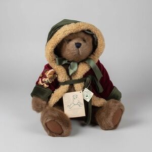 Boyds Bears Brown Teddy with Red and Green Hooded Coat